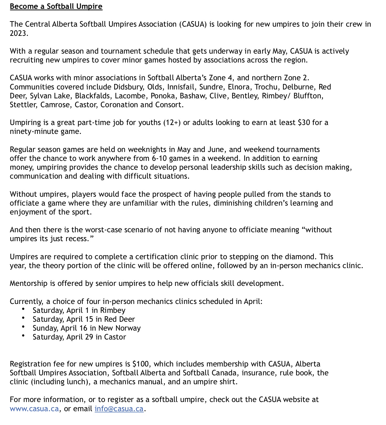 Stettler Minor Ball site by RAMP InterActive